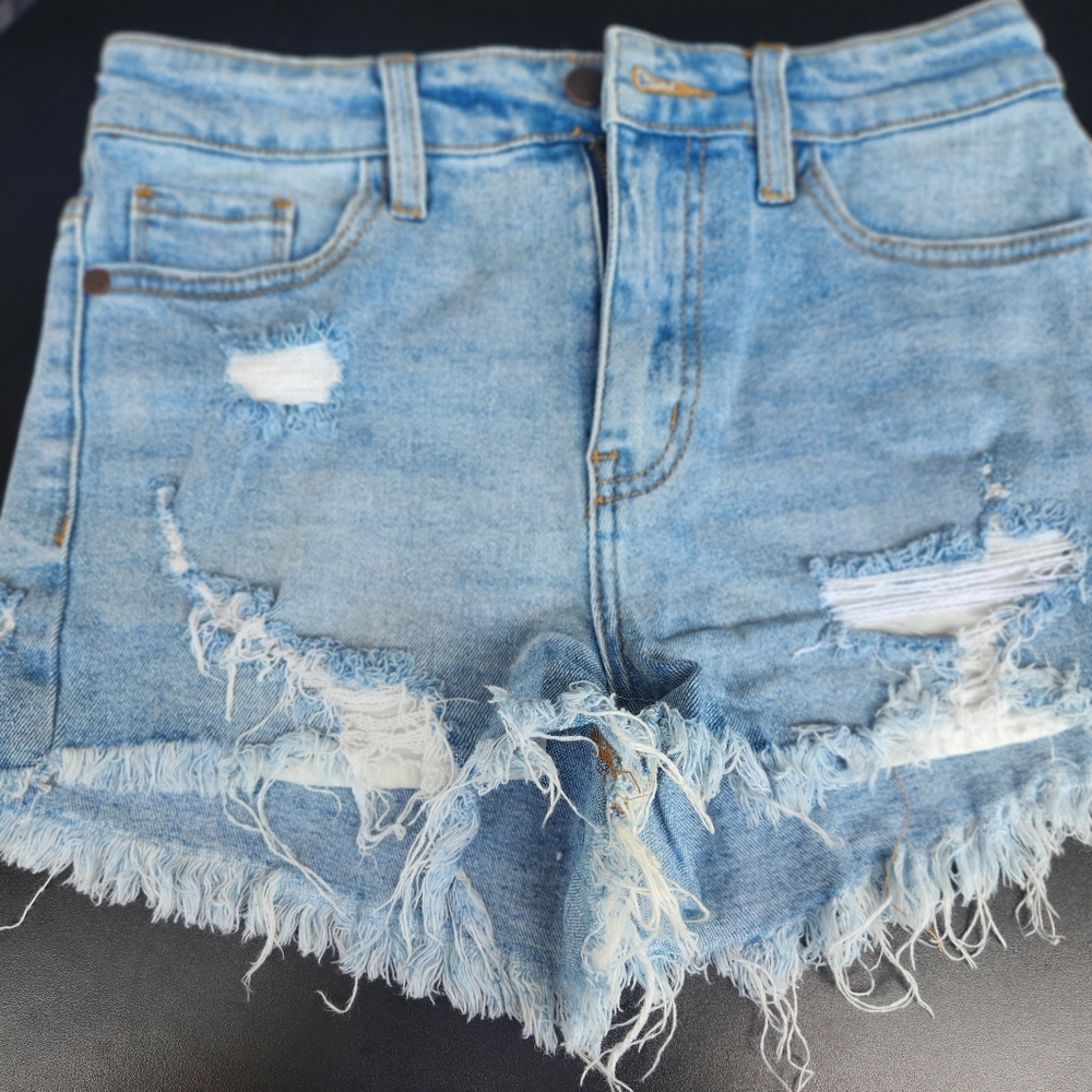 Nature denim fringe shorts